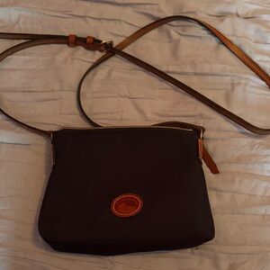 Dooney & Bourke Black Crossbody Bag with Brown Strap